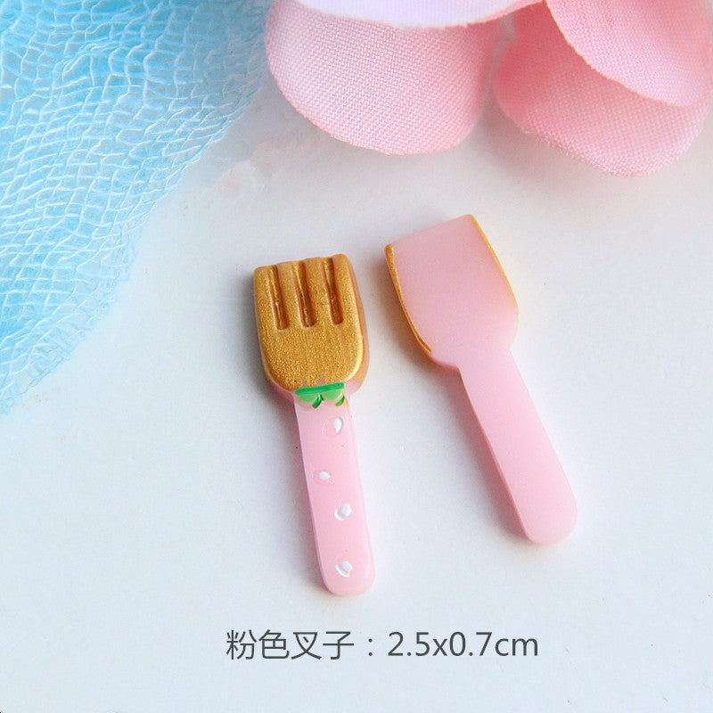 Wholesale Resin Food Play Mini Tea Set Plate Knife and Fork Doll Accessories