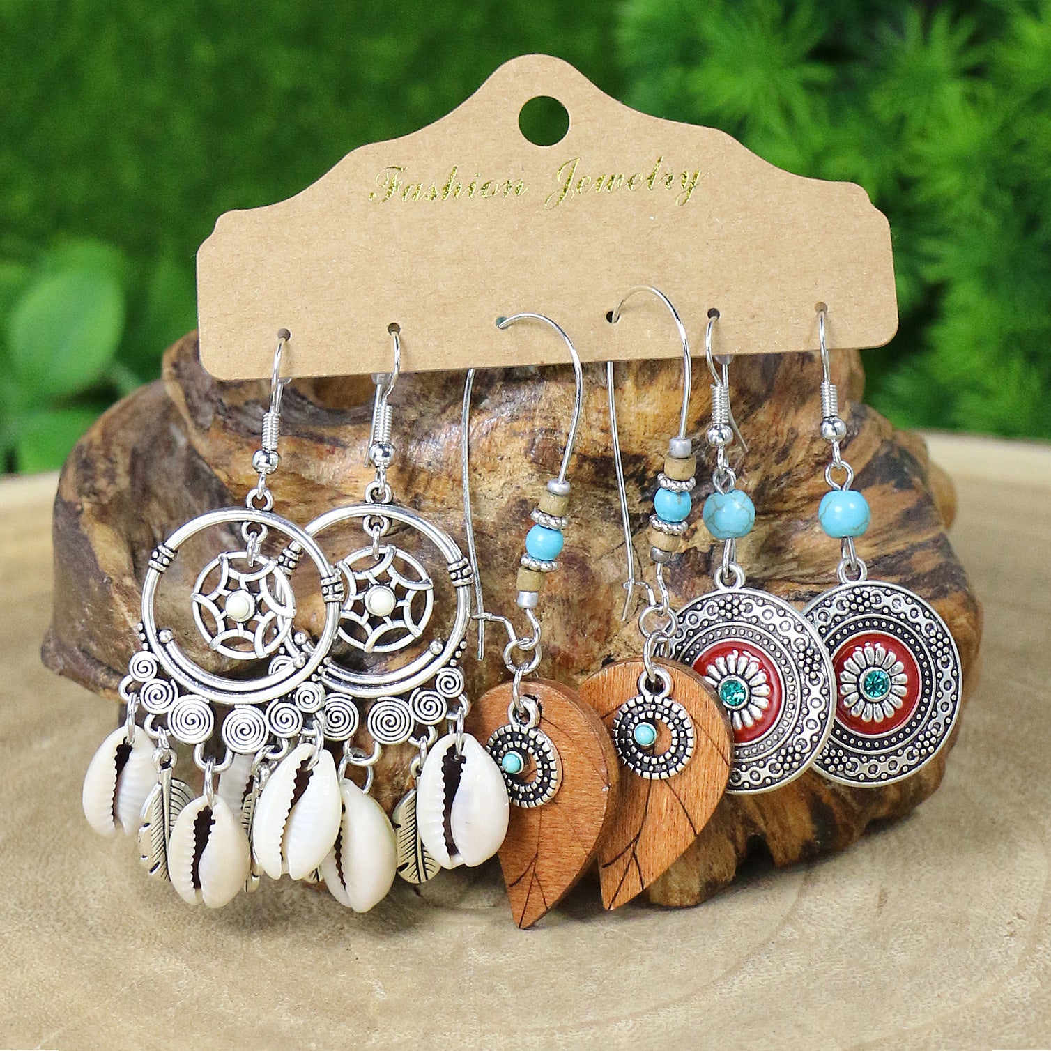 Wholesale 3-piece Set of Bohemian Alloy Multi-color Earrings