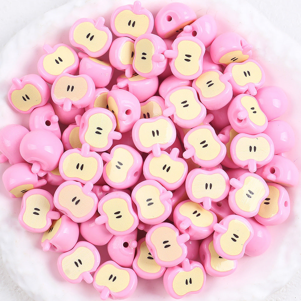 Wholesale 5pcs Handmade DIY Acrylic Beads Cute Bear Apple Five-Pointed Star