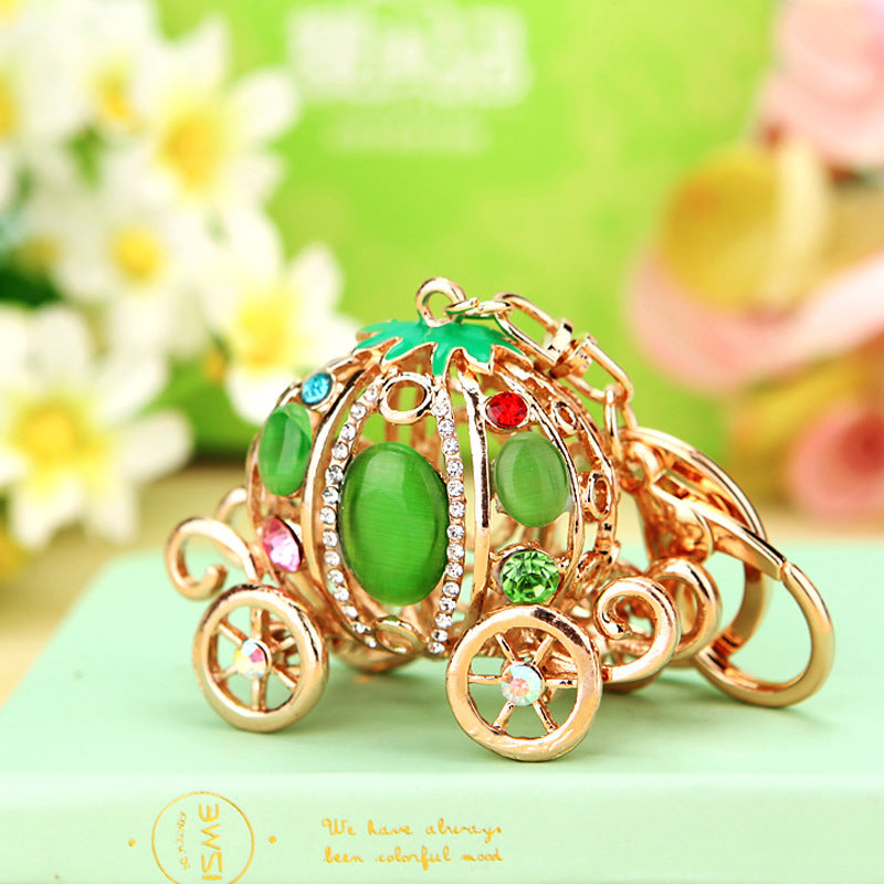 Wholesale Metal Keychain Rhinestone Princess Carriage Car Key Accessory Gift For Women