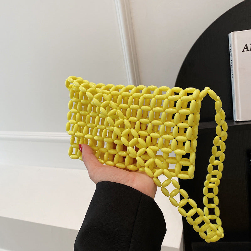 Bolso acrílico hecho a mano al por mayor terminado bolso tejido de cuentas