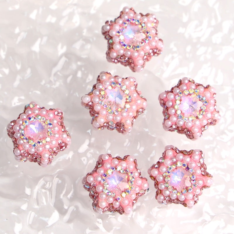 Wholesale Snowflake Diamond Ball with Straight Hole Ceramic Mud Beads