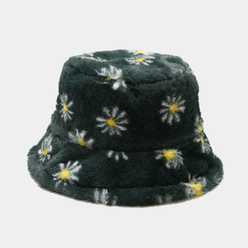 Wholesale New Small Chrysanthemum Pattern Plush Bucket Hat
