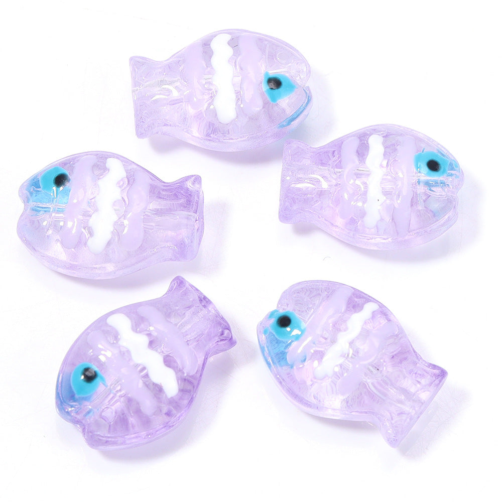 Wholesale 10pcs Ocean Cute Glass Hand-Painted Fish Beads