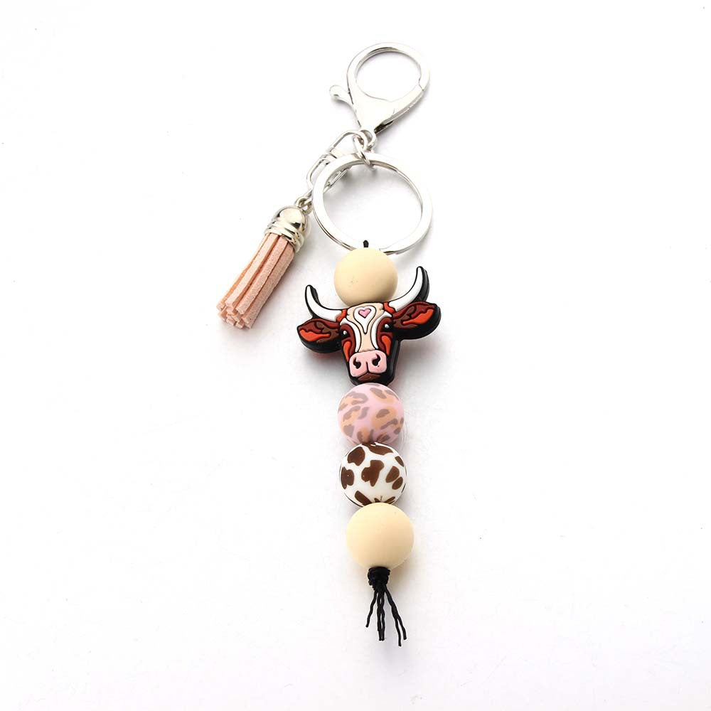 Wholesale Silicone Bead Tassel Keychain