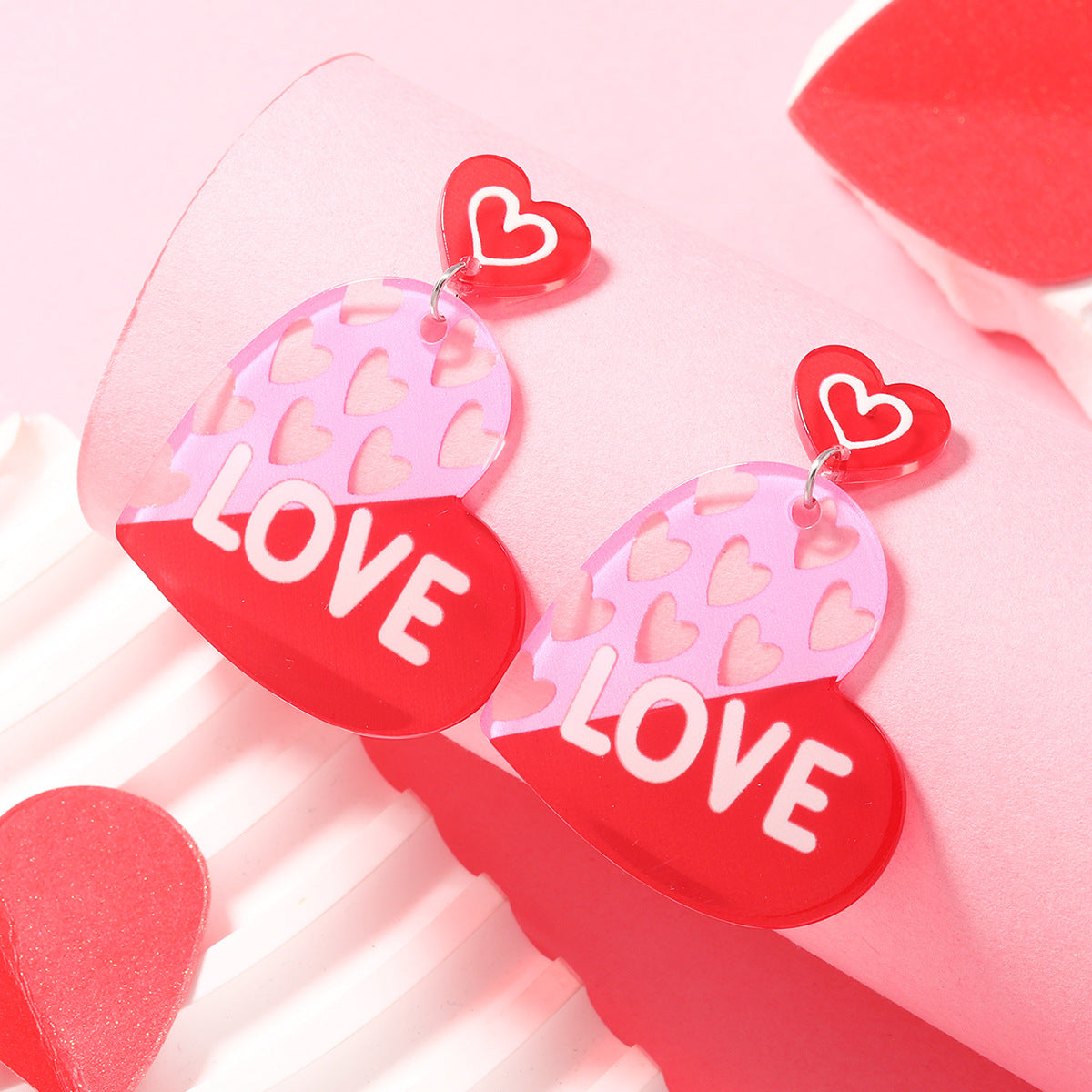 Wholesale Wholesale Valentine's Day Girly Pink Cute Acrylic Earrings