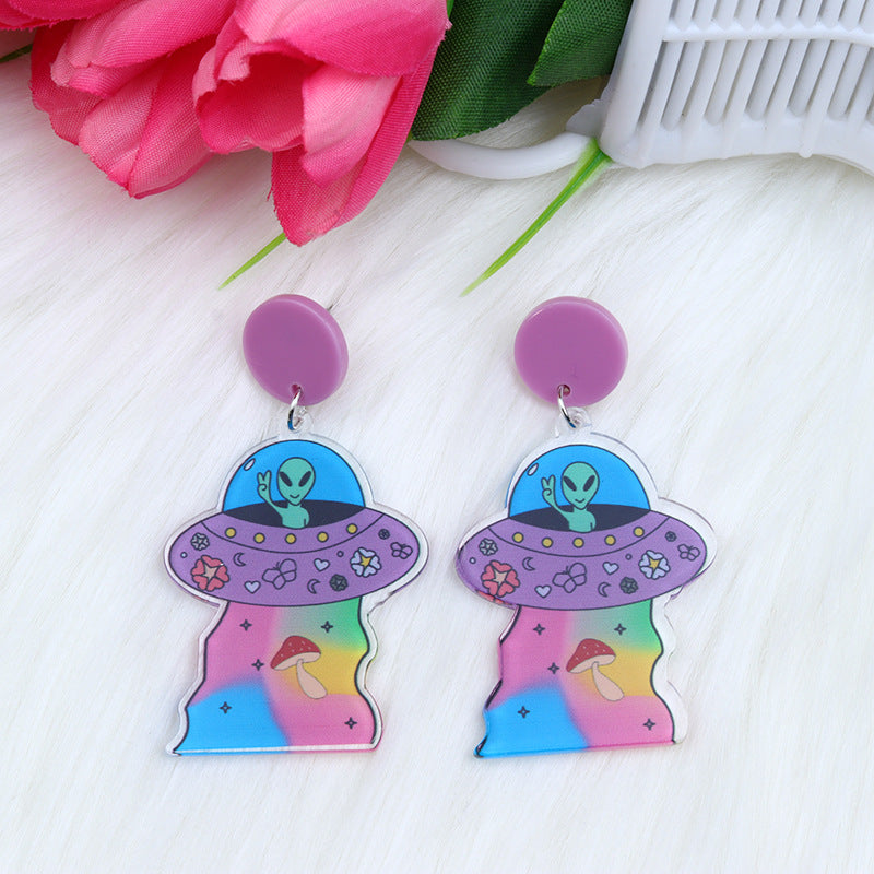 Pendientes de impresión de nave espacial alienígena al por mayor
