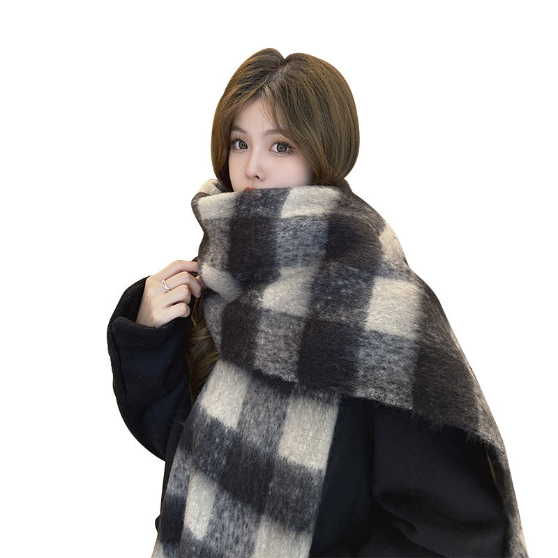 Wholesale Plaid Scarf Korean Style Blue