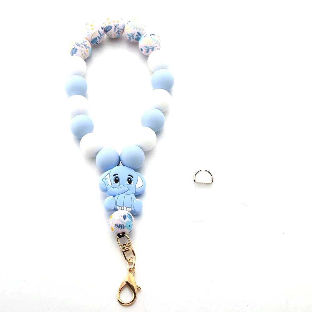 Wholesale Cartoon Animal Highland Cattle Elephant Silicone Beads Wrist Keychain