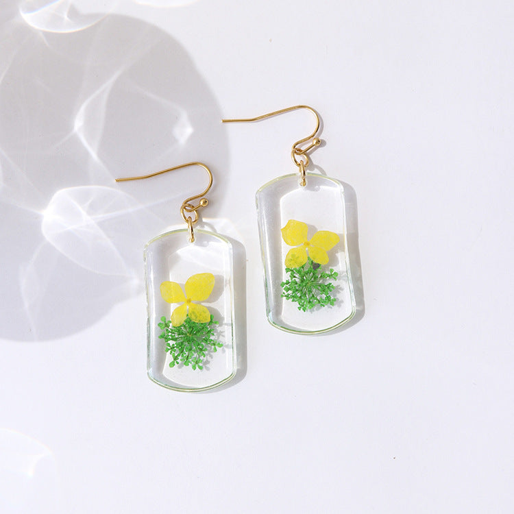 Wholesale Summer New Pastoral Style Eternal Flower Rose Square Color Earrings