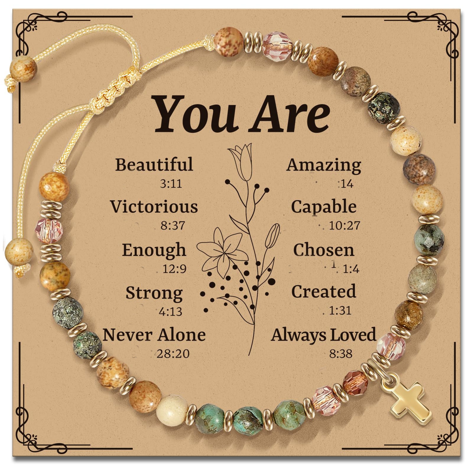 Wholesale Trendy Natural Stone Cross Pendant Bracelet For Women Handmade Beaded Jewelry Gift For Boutique Resale