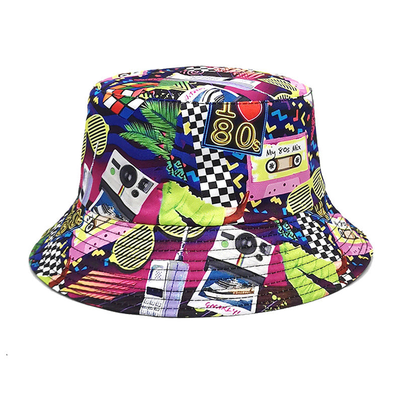 Wholesale Retro Nostalgic Tape Pattern Visor Fisherman Double-sided Hat