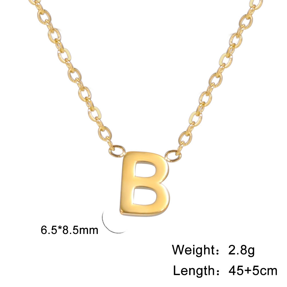 Wholesale 26 Letter 18k Genuine Gold Electroplating Non Fading Stainless Steel Necklace