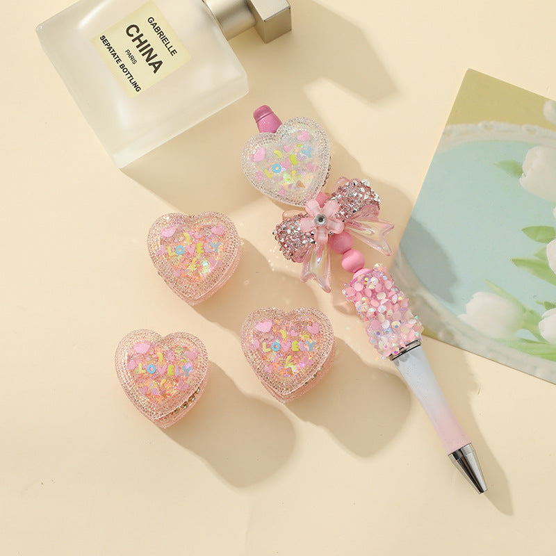 Wholesale 5pcs Heavy industry beads resin LOVE love beaded pen loose beads jewelry accessories beaded pen beads DIY material