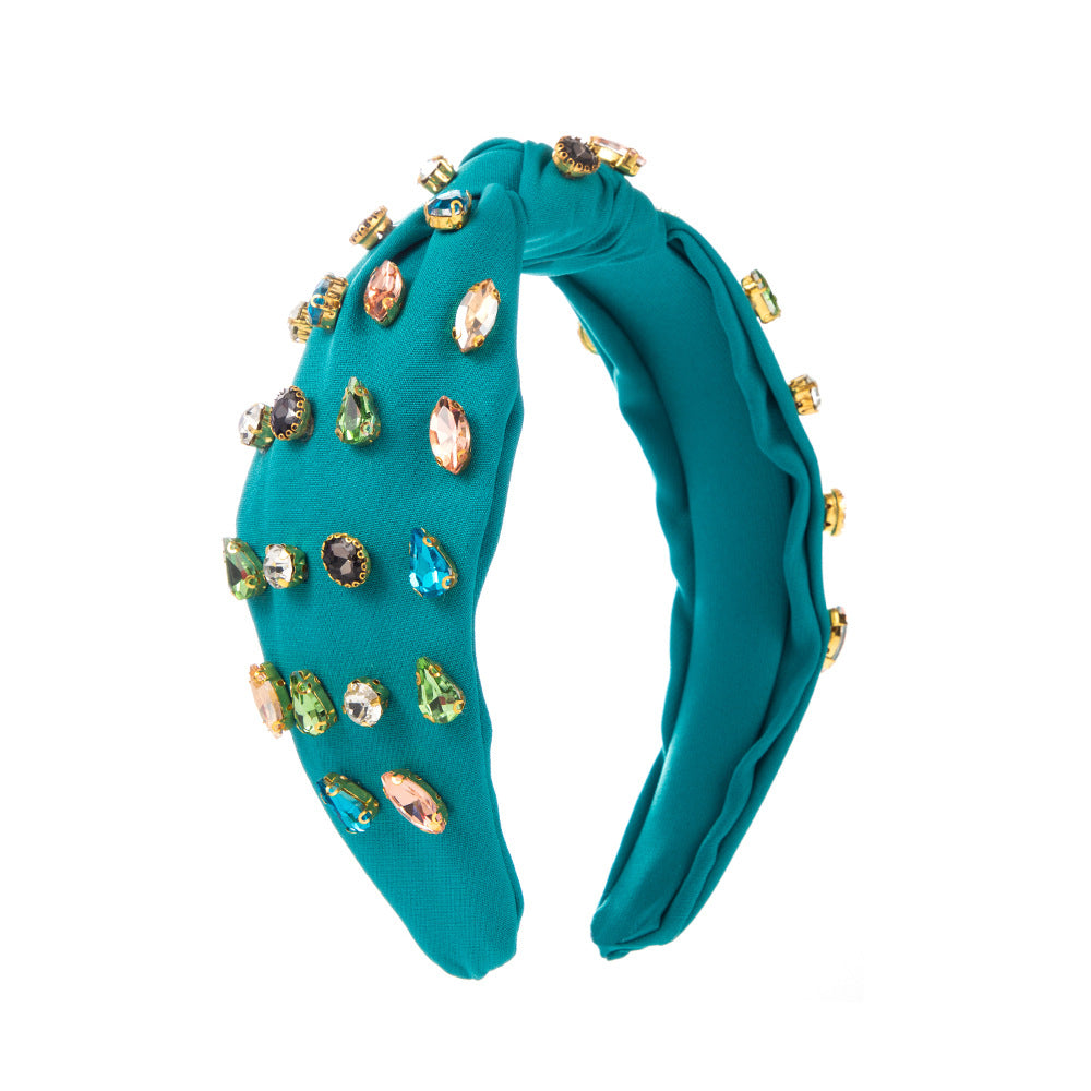 Wholesale fabric full diamond knotted colorful headband hair accessories