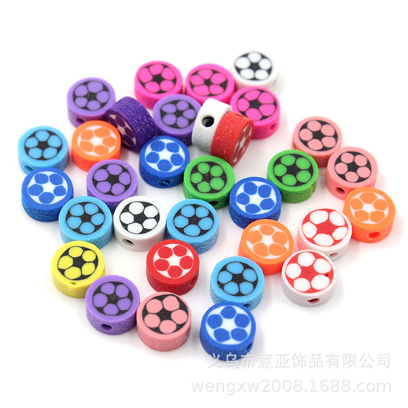 Wholesale 1000pcs/pack Sports Colorful Soccer Soft Pottery Beads