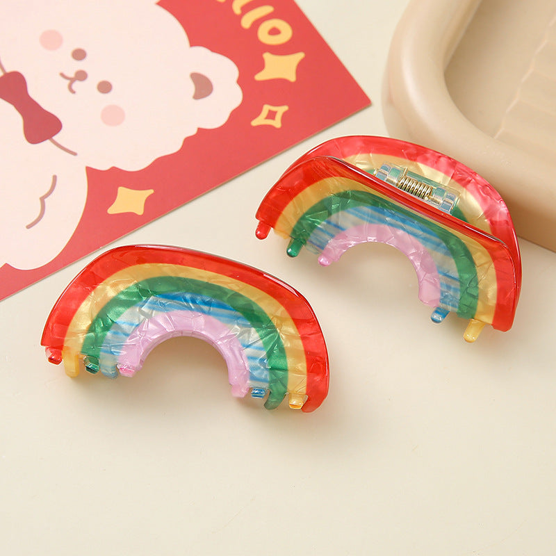 Wholesale Stylish Rainbow Shark Hair Clip Acrylic Cute Hair Gripper For Girls Everyday Styling Boutique Resale