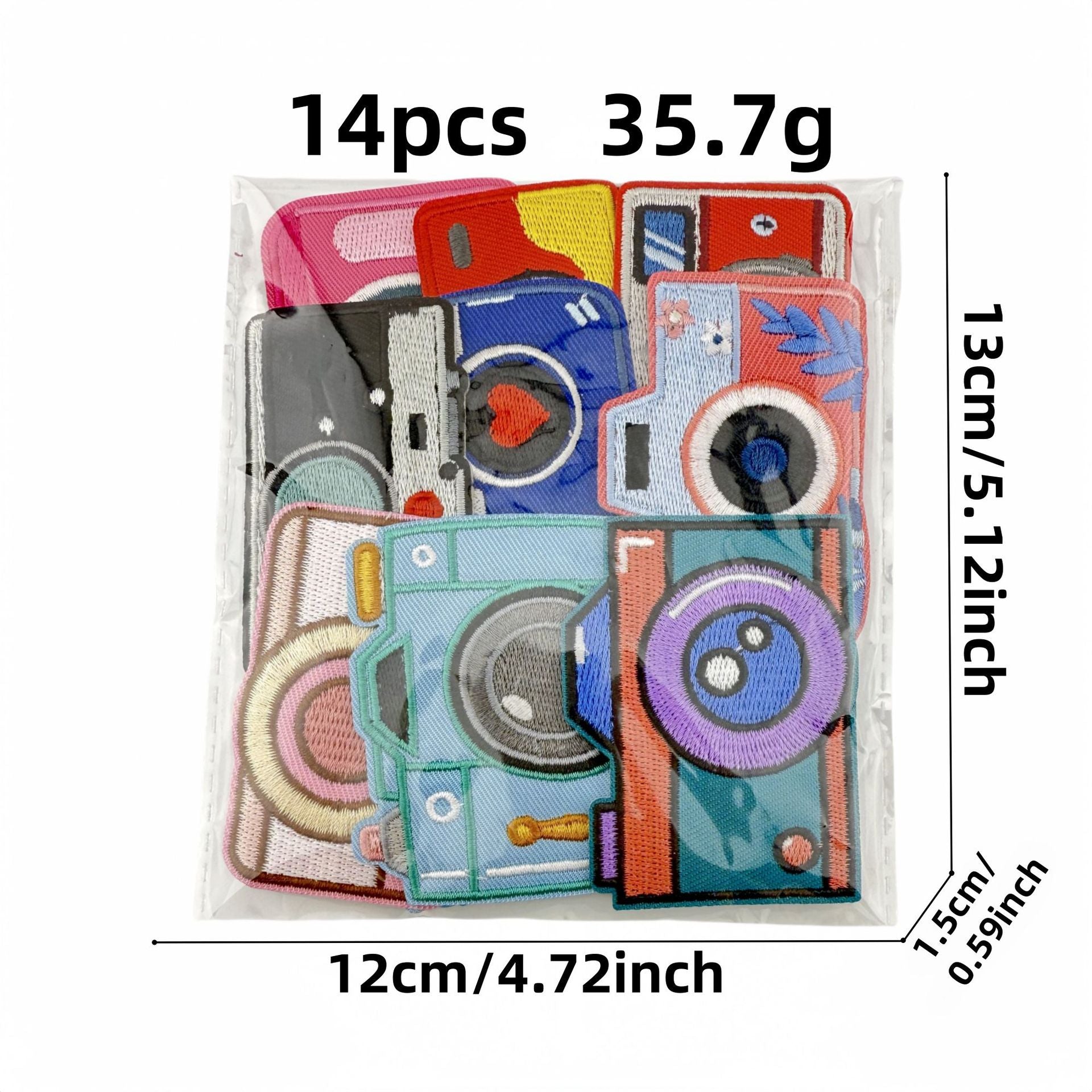 Wholesale Trendy Cartoon Camera Embroidered Iron On Patches For Clothing Decoration DIY Accessory
