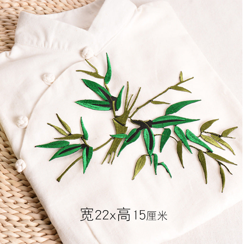 Wholesale Ethnic Bamboo Embroidery Patch Polyester Cotton Adhesive Backing Fashion Accessory For Clothing And Cheongsam Decor