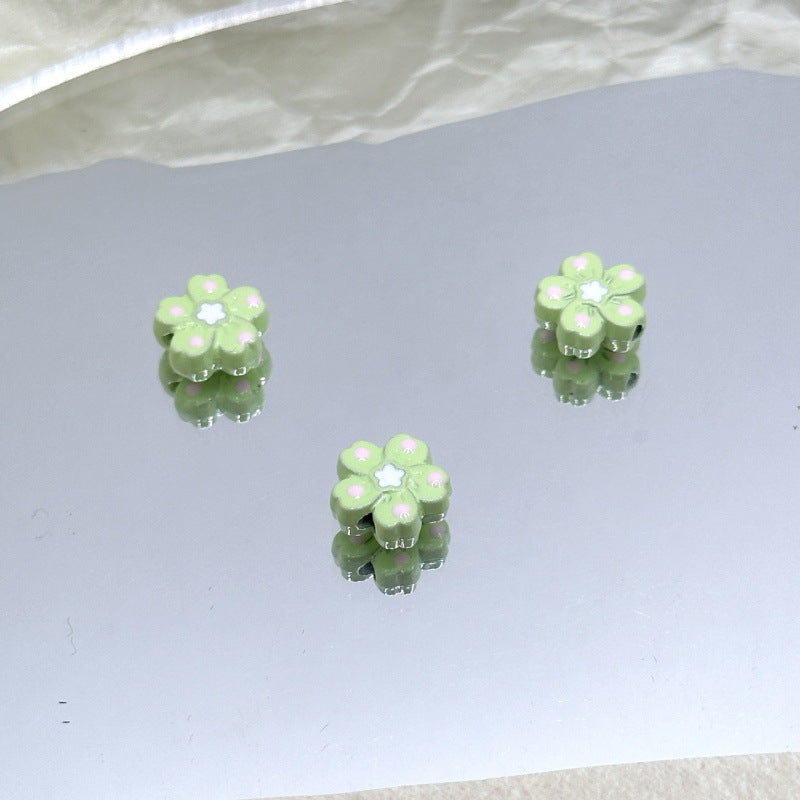 Wholesale 10pcs drop oil five petal flower flower plum blossom DIY beaded alloy paint