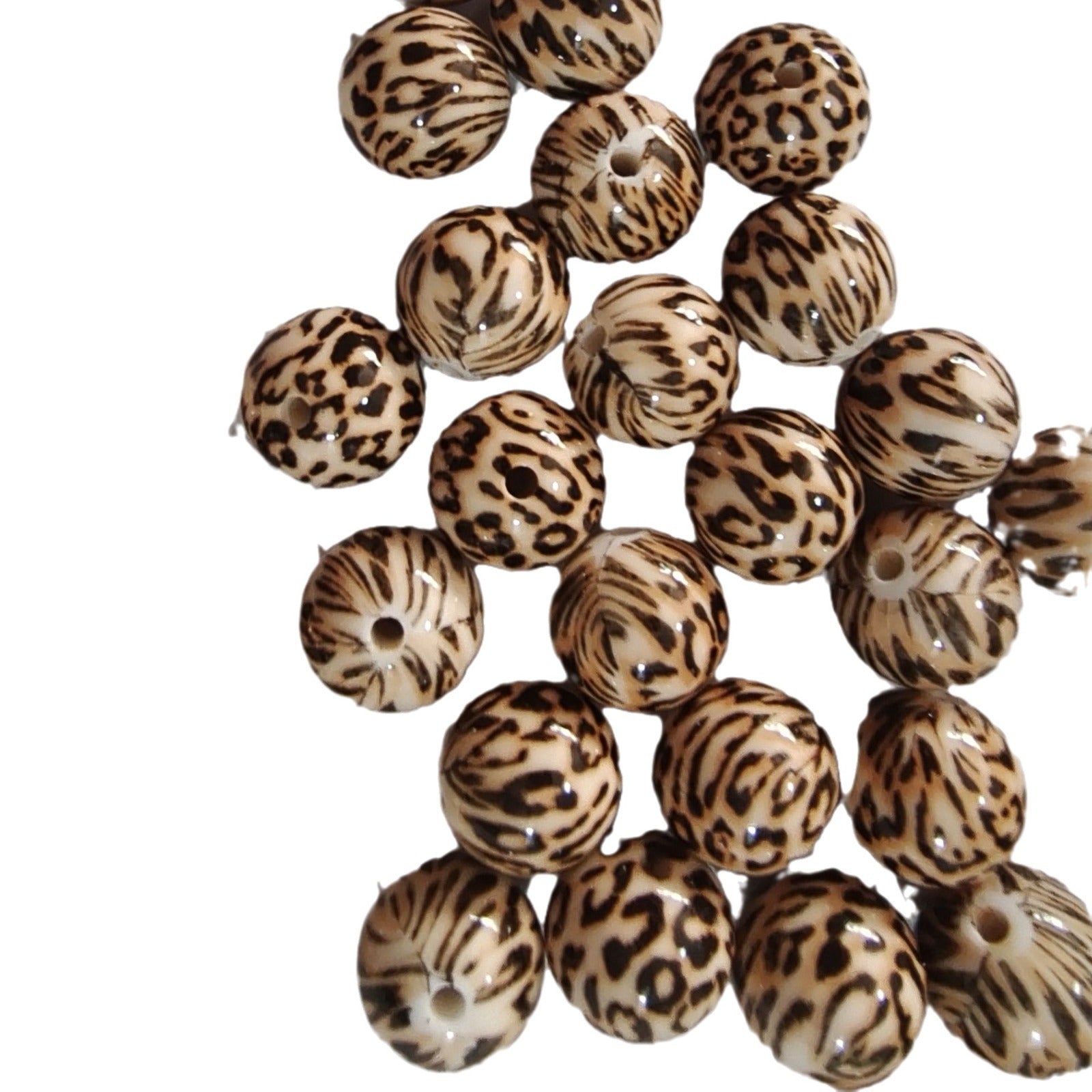 Wholesale 5pcs 20mm Acrylic Cute Coffee Color Small Leopard Print Beads