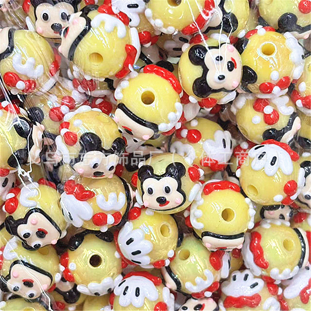 Wholesale 200pcs Acrylic Hand Painted Cartoon Beads 18Mm 200 Pcs DIY Jewelry Making Kit For Phone Charms Keychains Bag Accessories