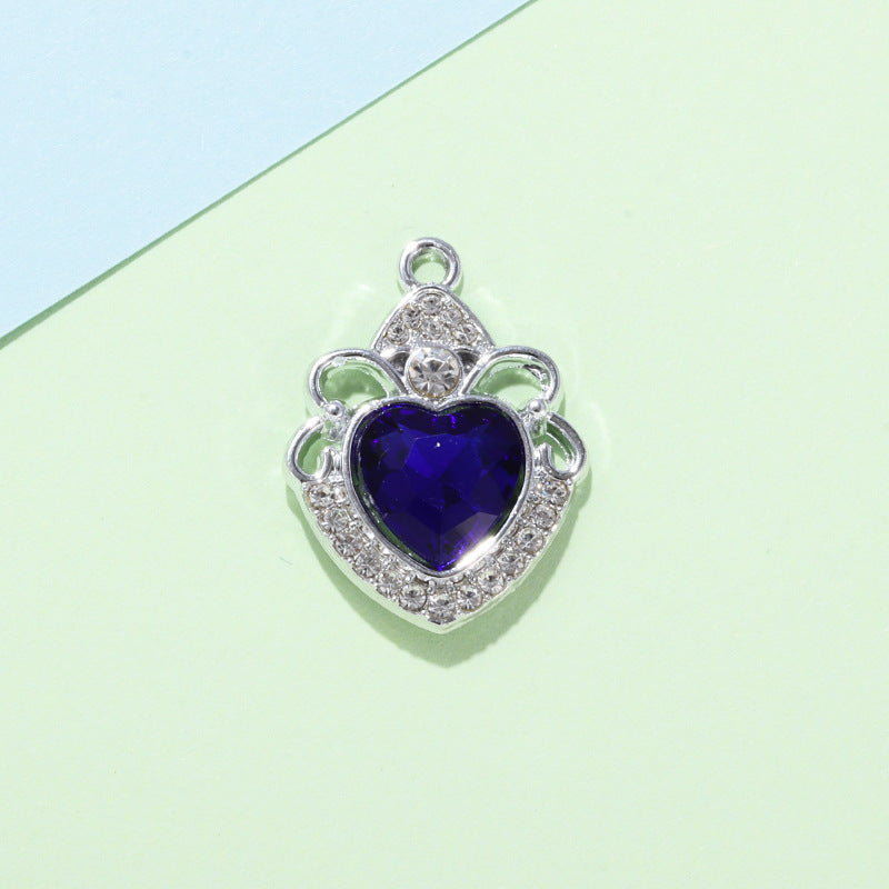 Wholesale 10pcs Crown Love Colored Gemstone Pendant with Diamonds