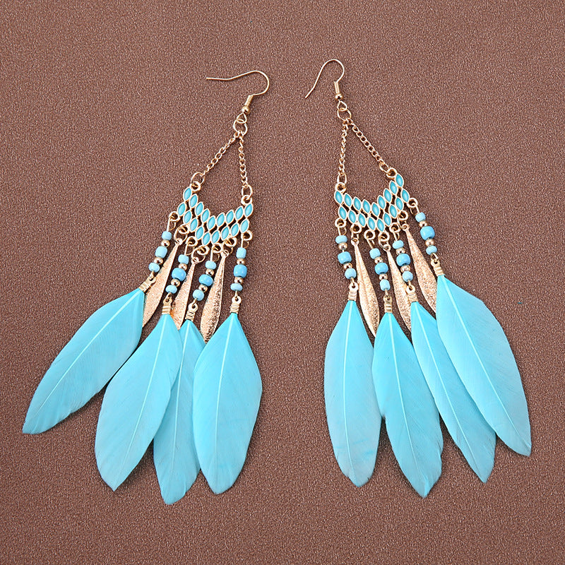 Wholesale Bohemian feather earrings