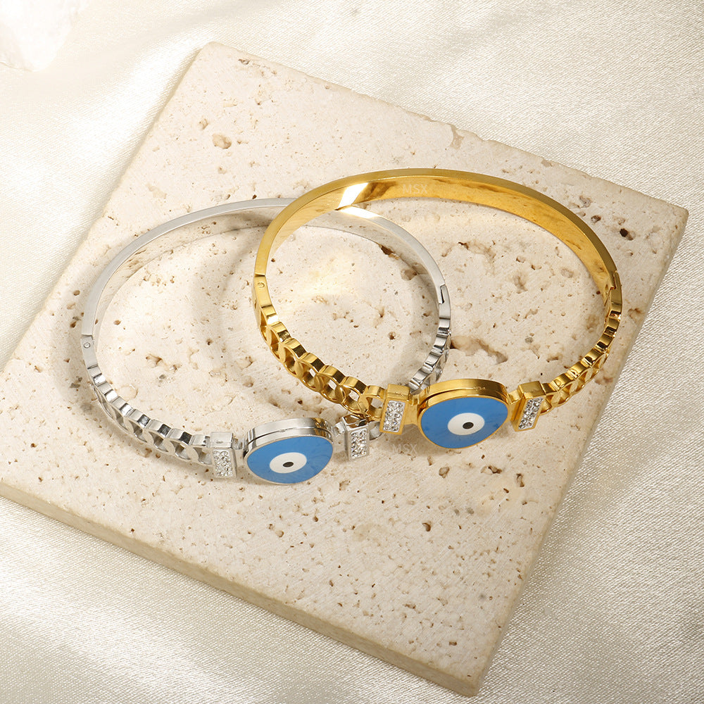 Wholesale Stainless Steel Gold Plated Devil Eye Bracelet
