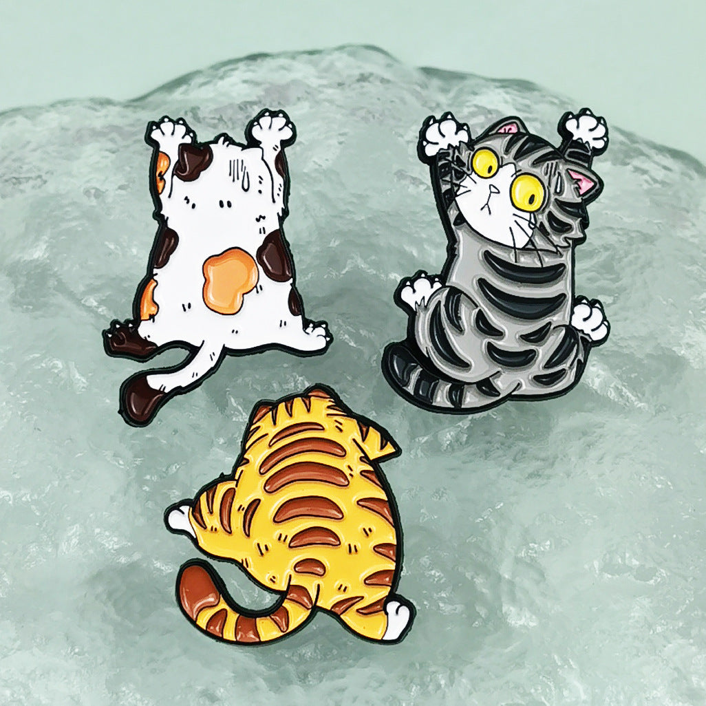 Wholesale Cute and funny cat star cartoon cat back alloy brooch