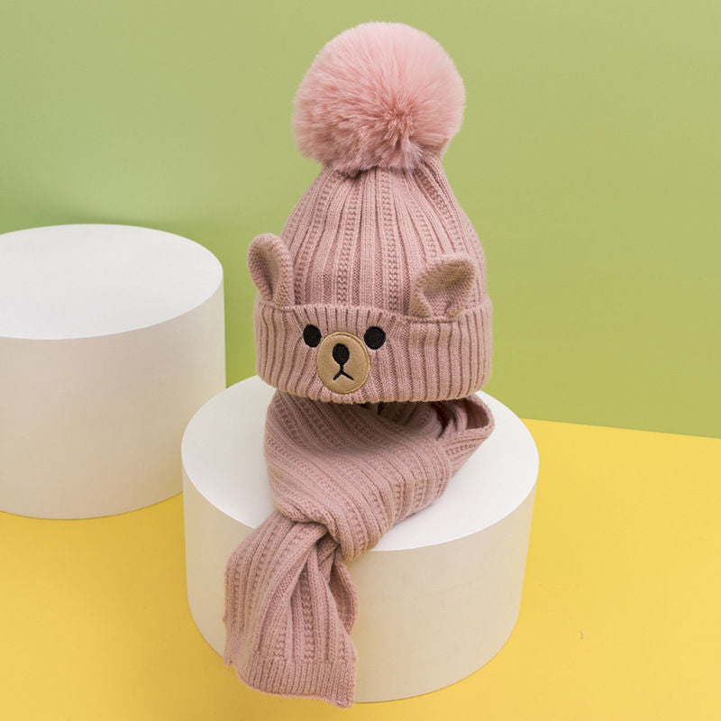 Wholesale Plus Velvet Winter Scarf Warm Knitted Beanie Set