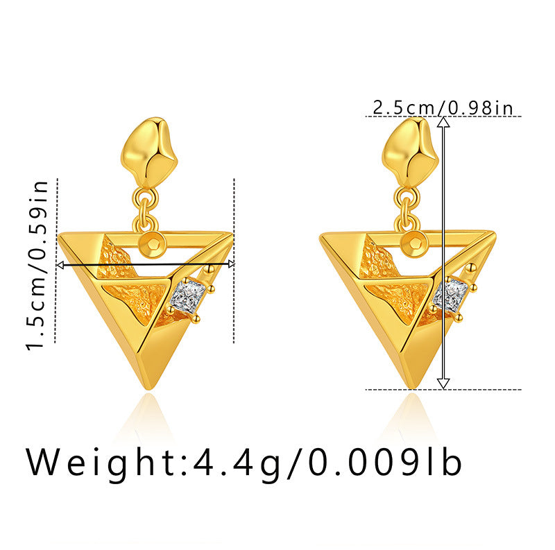 Wholesale Geometric Triangle Design Gold Plated Earrings