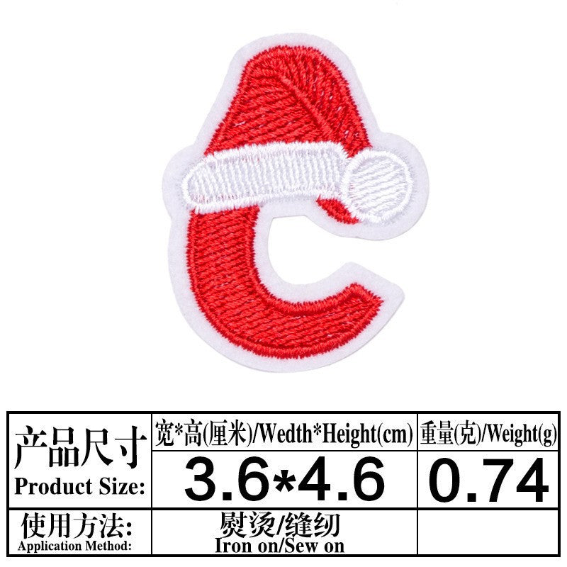 Wholesale Christmas 26 Letter Embroidery Patch Set Iron On DIY For Clothing Towels Gift