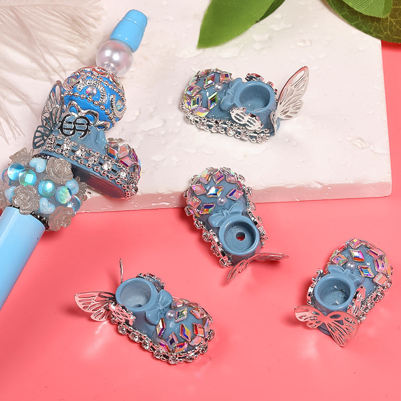 Wholesale 10pcs Heavy Resin Camellia Crystal Shoes Full of Diamond Beads