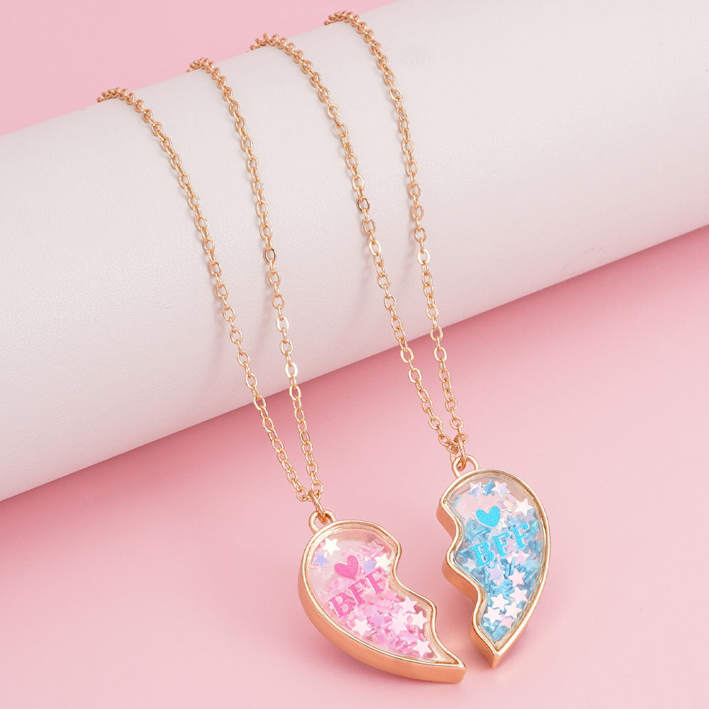 Wholesale Pink Love Friendship Heart Necklace