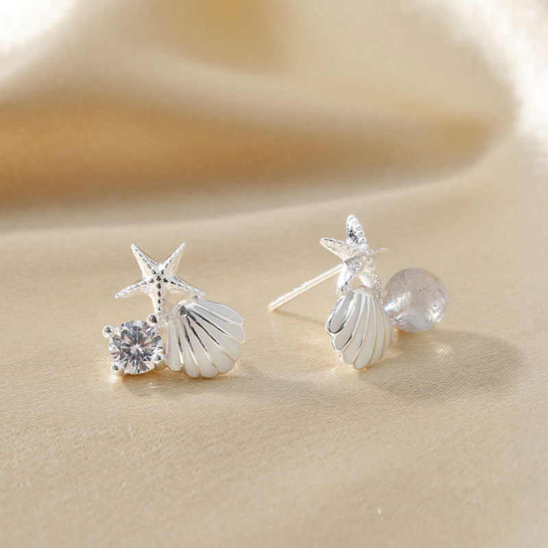 Wholesale 925 Sterling Silver Starfish Strawberry Crystal Earrings