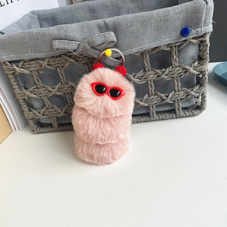 Wholesale of New Cute Fruit Colored Cartoon Plush Caterpillar Keychains