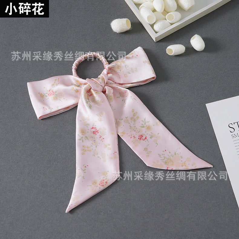 Wholesale hair rope hair accessories bow silk hair ring Hair Scrunchies