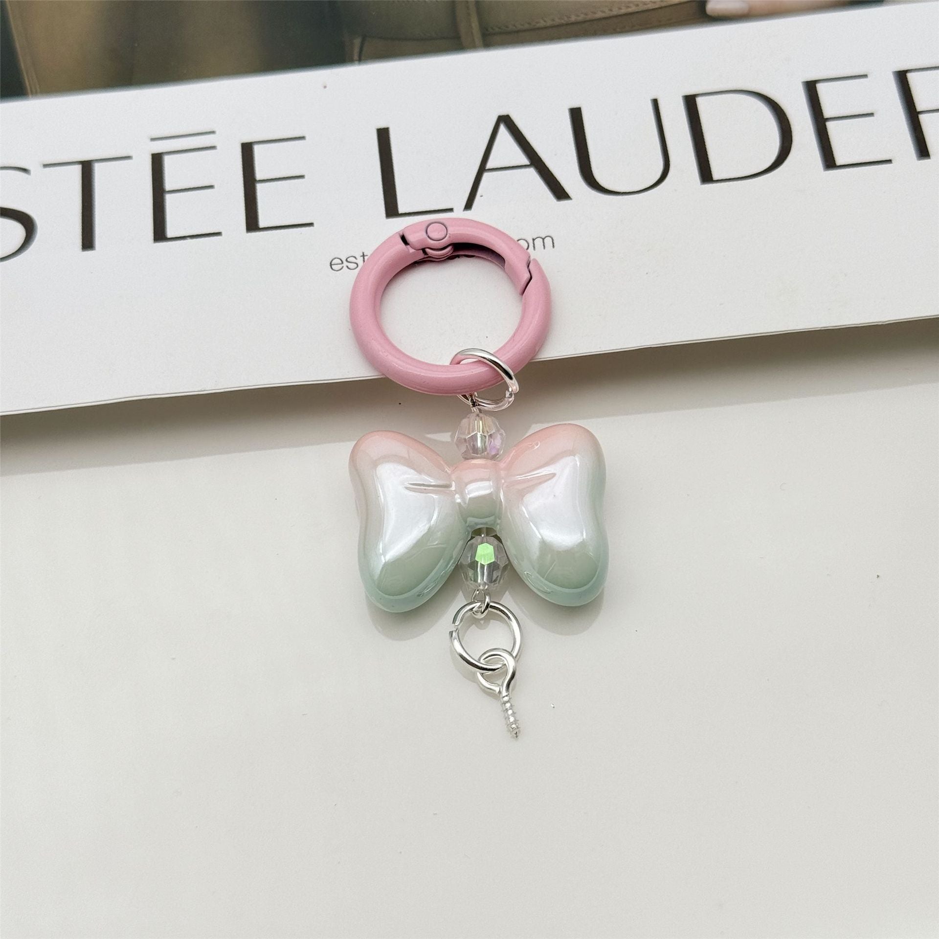 Wholesale Candy Color Bow Keychain Color Spring Buckle Cute Bag Pendant