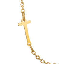 Wholesale 26 Alphabet Gold Up and Down Hole Stainless Steel Necklace