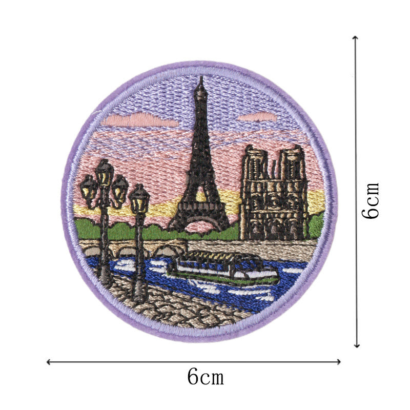 Wholesale World City Landmarks Iron On Embroidered Patches 9 Piece Set DIY Craft Supply Decorative For Clothes Backpack Journal Towel Fashion Accessory Gift