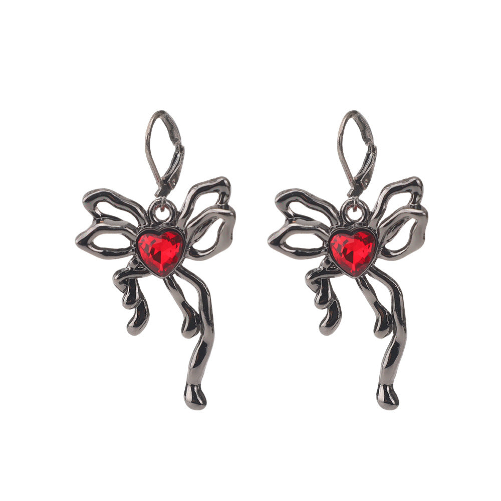 Wholesale Dark Gothic Red Love Cross Butterfly Earrings