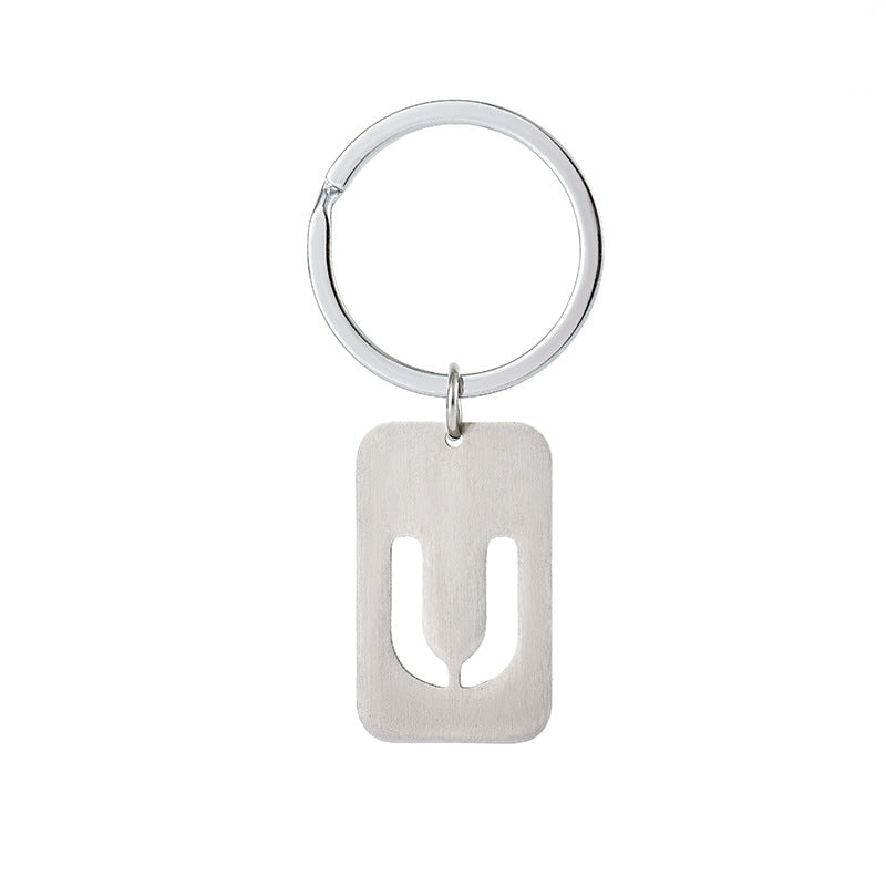 Wholesale Stainless Steel Creative Hollow 26 Letter Keychain