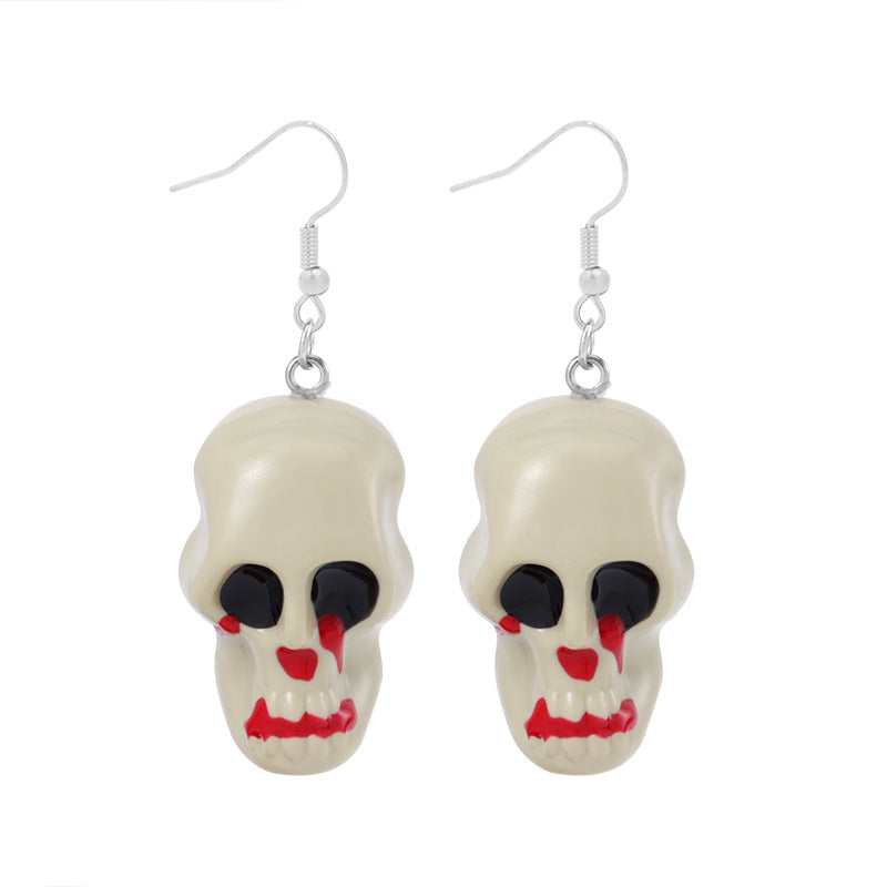Wholesale Trendy  Earrings Exaggerated Resin Skull Pumpkin  Web Dangle Earrings Party Jewelry Accessory