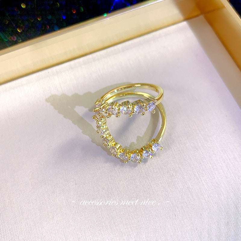 Wholesale Alloy Micro Diamond Pearl Open Ring