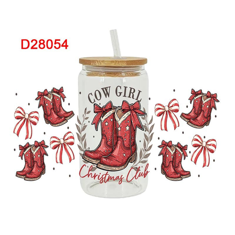 Wholesale Red Christmas Cartoon Series  16oz Cup UV DTF Wraps