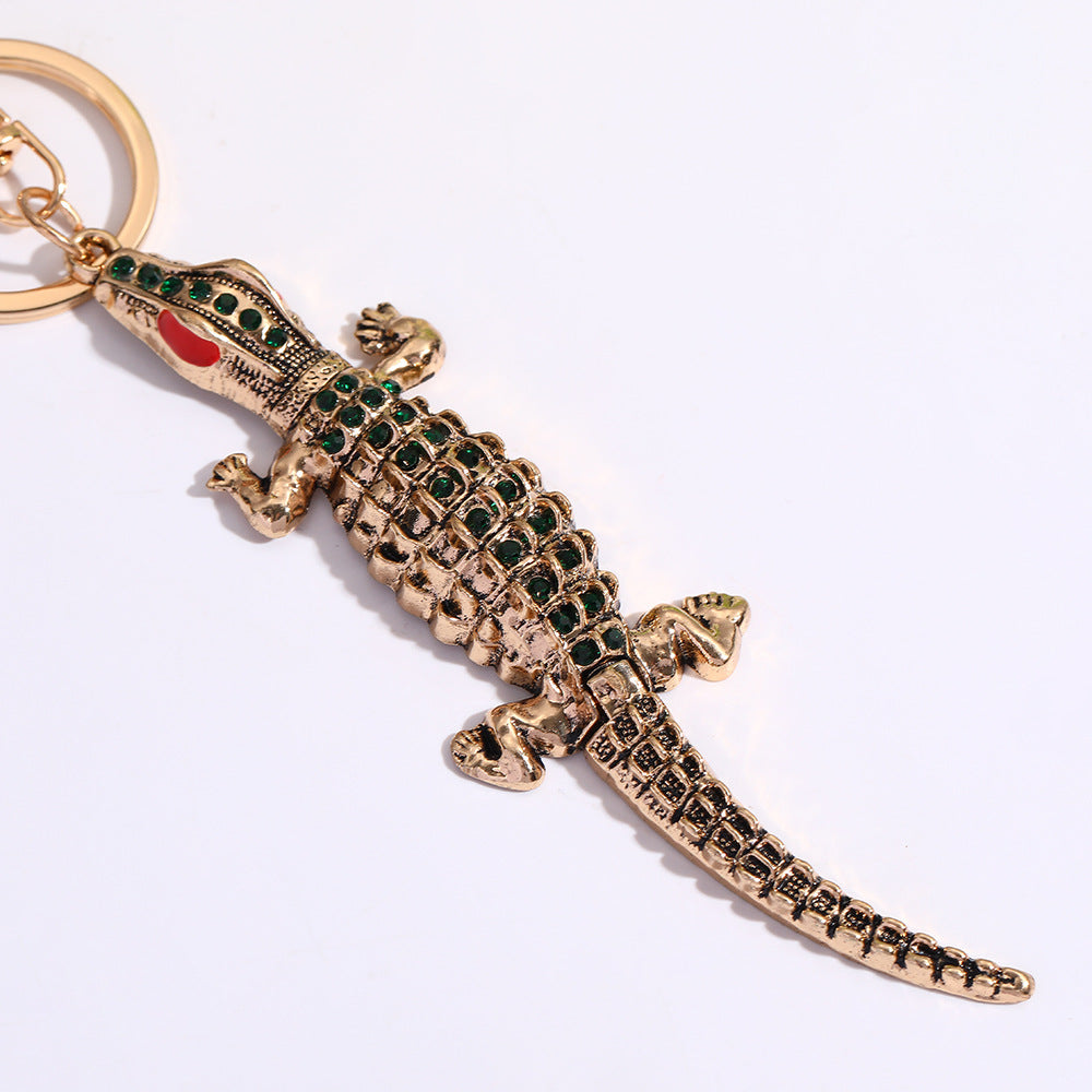Wholesale Crocodile Cartoon Diamond Set Metal Keychain