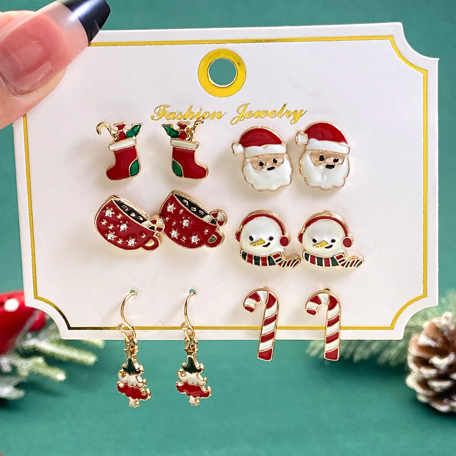 Wholesale Cute Elk Santa Claus Snowman Cartoon Oil Drop Christmas Earrings