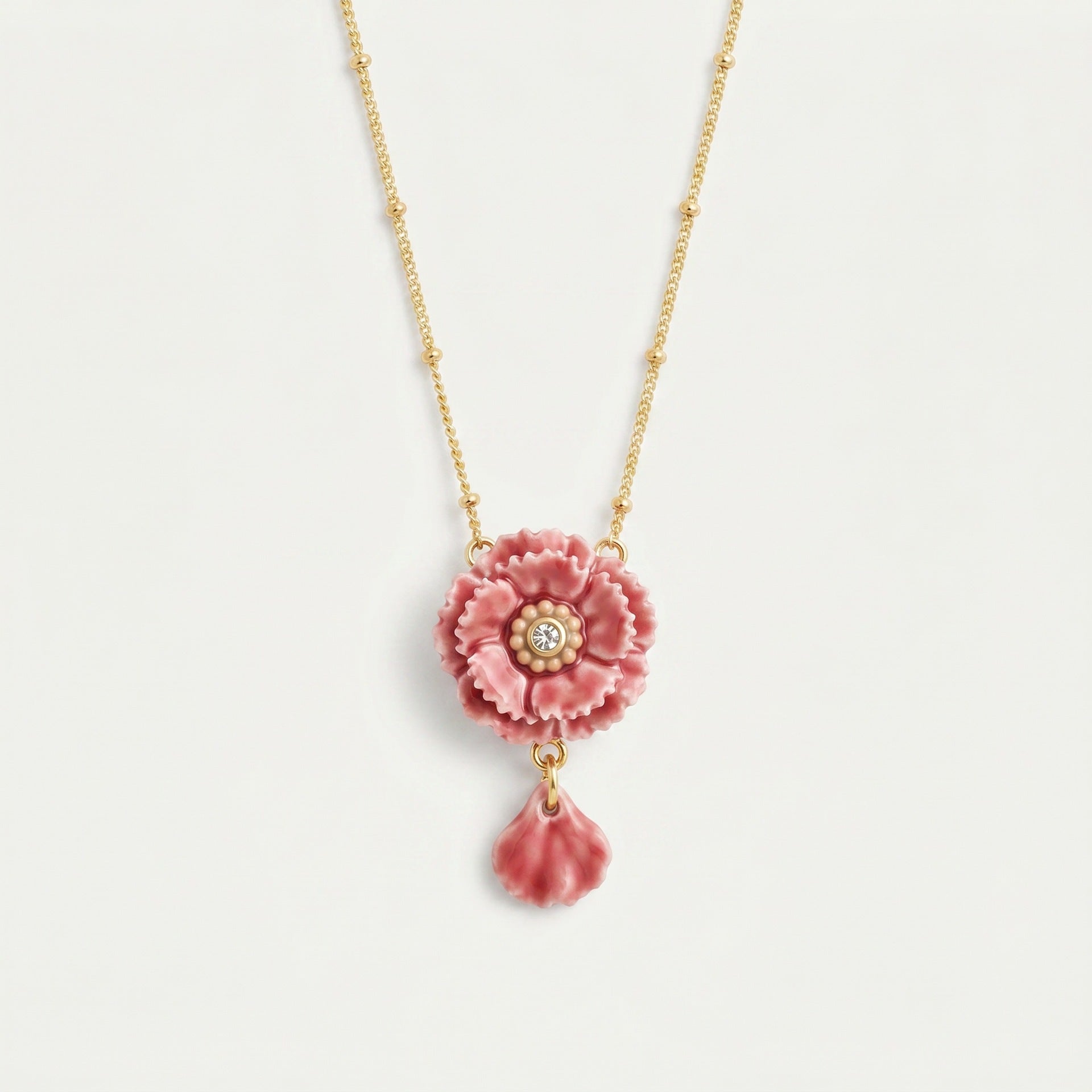 Wholesale Handmade Vintage Layered Flower Necklace With Gold Chain Pink Carnation Gradient Chic Fashion Accessory For Gift And Resale