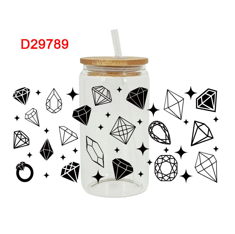 Wholesale Crystal Diamond Gemstone Series 16oz Cup UV DTF Wraps